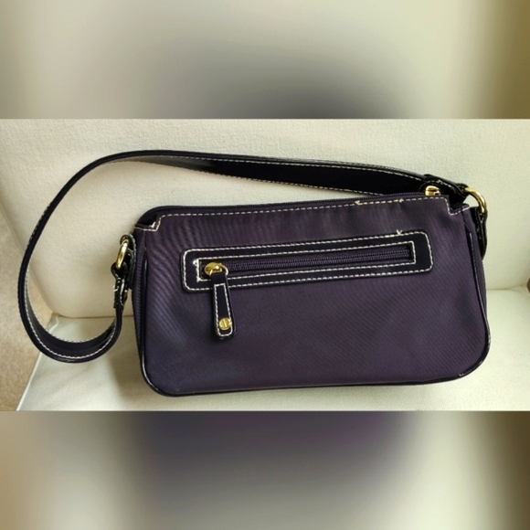 Isaac Mizrahi Small Handbag Purple Eggplant Nylon Patent Leather - Picture 2 of 6